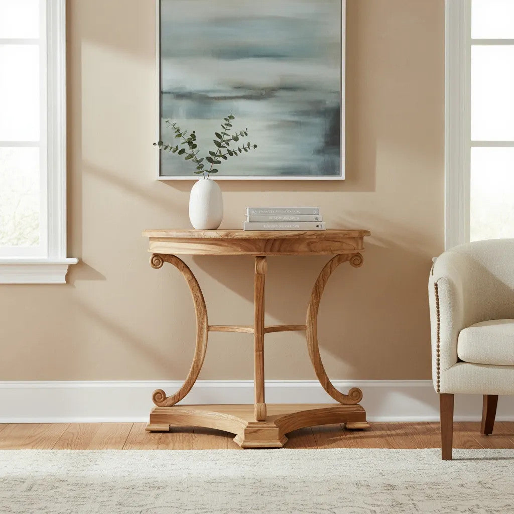 Classic Half-moon Console Table | Natural 75x85x40