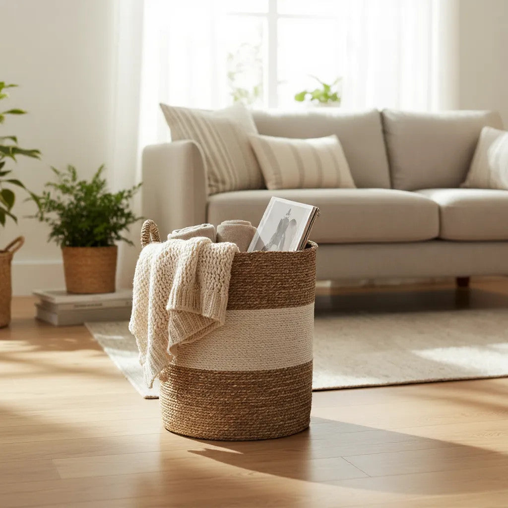 Dual Colour Basket, Extra Large | Natural & White