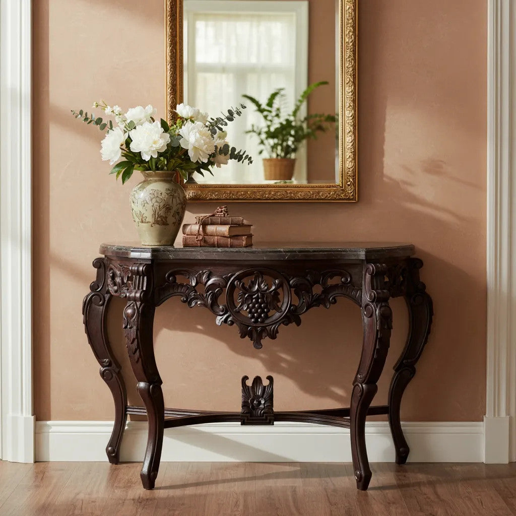 Console Grapes Engraved | Dark Brown