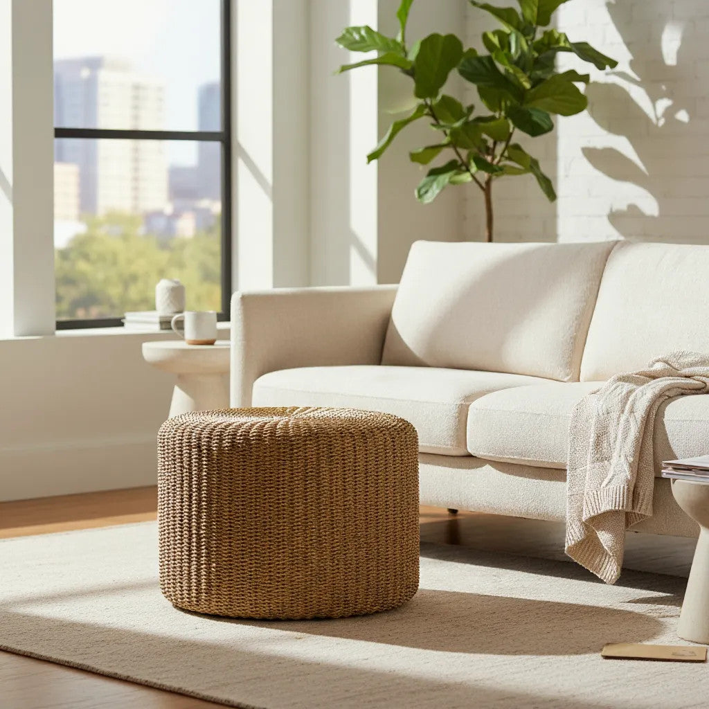 Rattan Woven Stool | Gold, 60cm