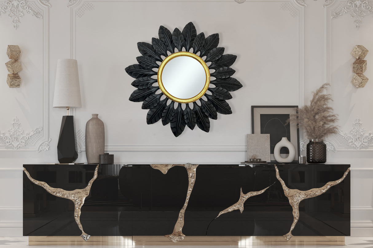 Catalina Mirror Round | Black & Gold Large Wall Mirror