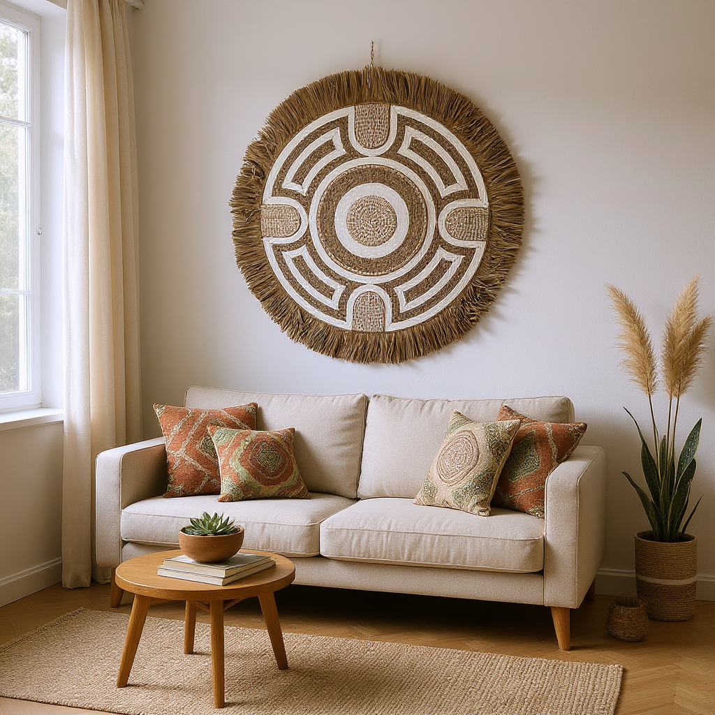 Natural Frame Wall Haning | Woven, Beaded