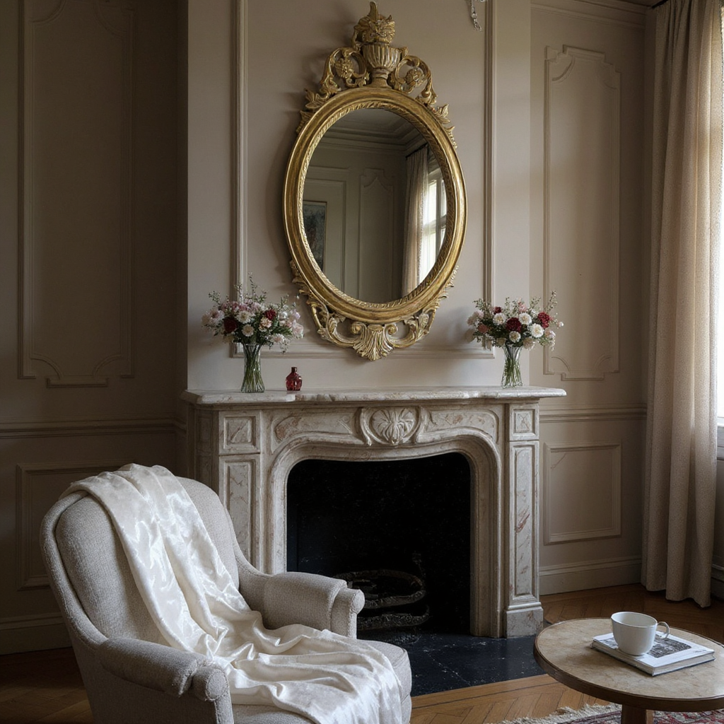 Oval Wooden Frame Mirror | Gold Wash