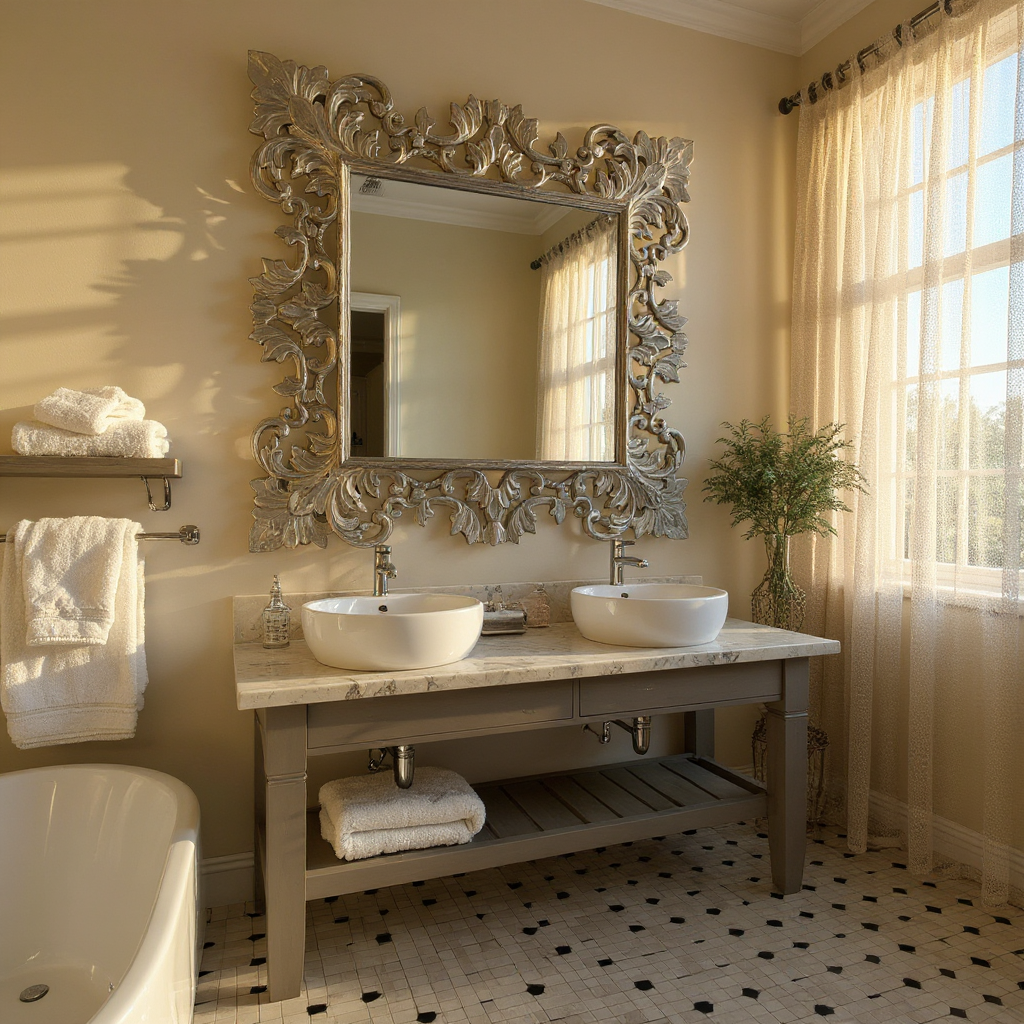 Baron Art Décor Square Mirror | Silver Large Wall Mirror