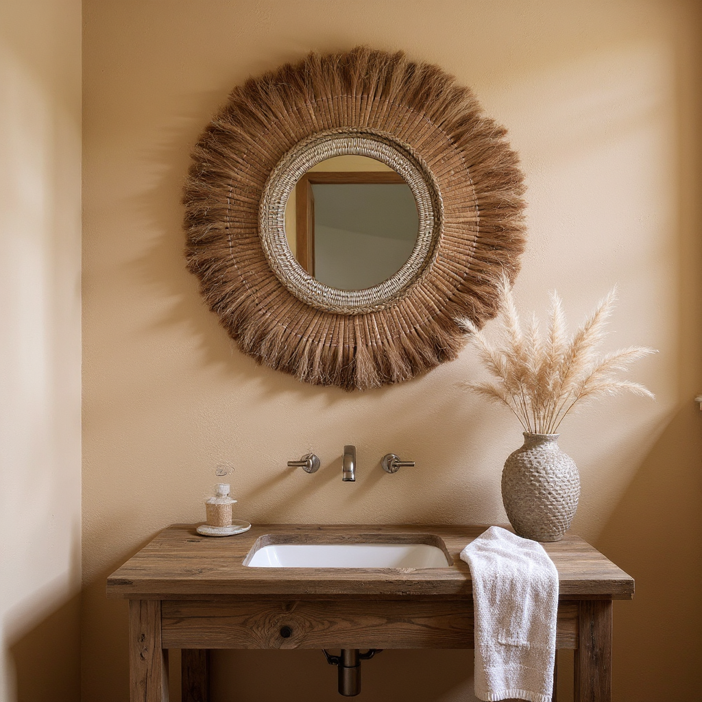 Natural Mirror | Woven, Beaded