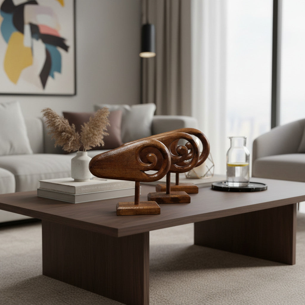 Sculpted Spiral Wooden Décor Collection | DARK GREY