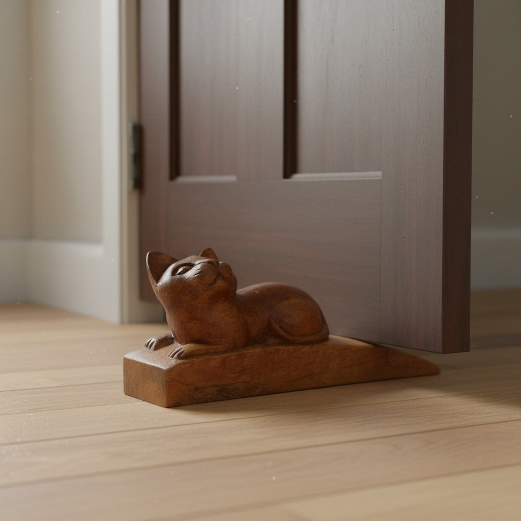 Whiskers Wooden Doorstop