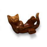 Playful Whiskers Wooden Cat Sculpture