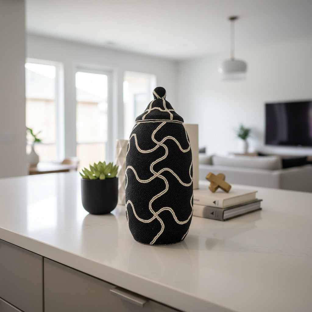 Noir Beaded Statement Vessel