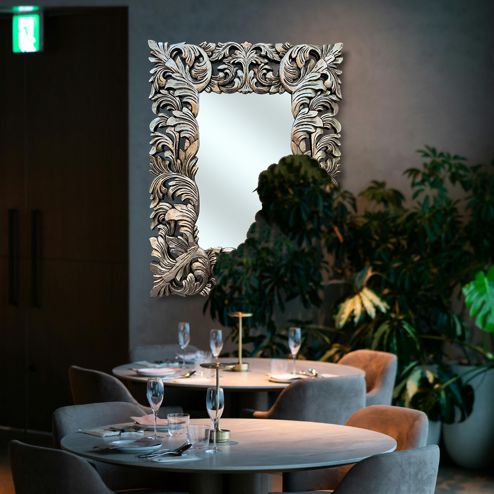 List. Mirror Mirror Deco No List Frame 120x90 | Silver Large Hanging Wall Mirror ...