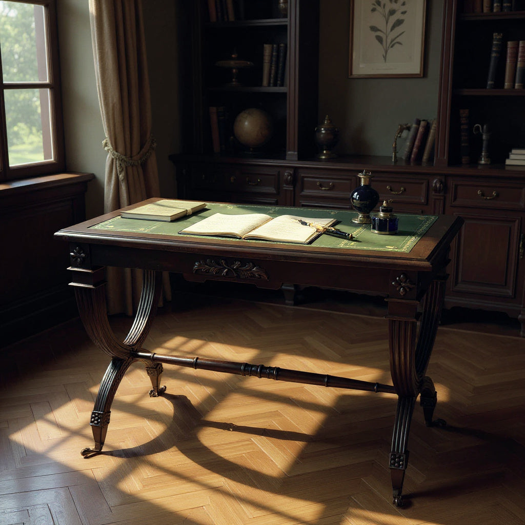 Scissor Writing Table | Dark Wood – Yellow Lemon Tree