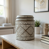 Wooden Pot | Greek Pattern Thick Lid