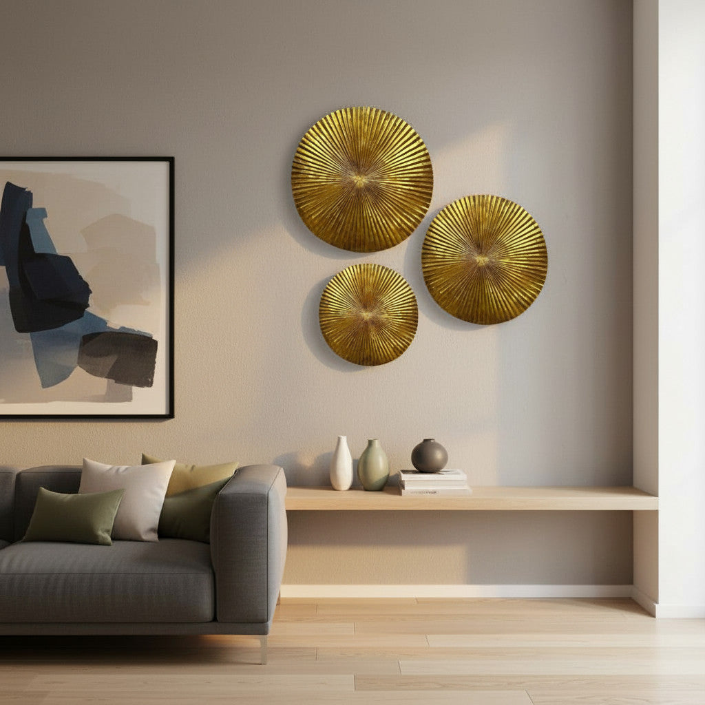 Wall Decoration | Payung Bali, Set of 3, Gold