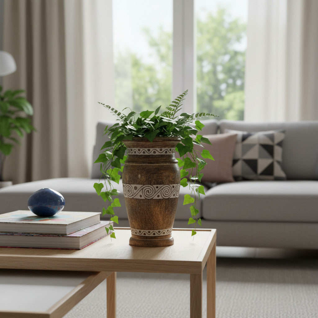 Hand Carved Light | 49cm, Wood, White Carvings