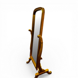 Antique gold freestanding cheval floor mirror featuring an elegant arched frame with a classic adjustable tilt stand and full-length mirror. This timeless statement mirror is perfect for bedrooms, dressing rooms, walk-in wardrobes, and living spaces, complementing traditional, vintage, luxury, and contemporary interiors.