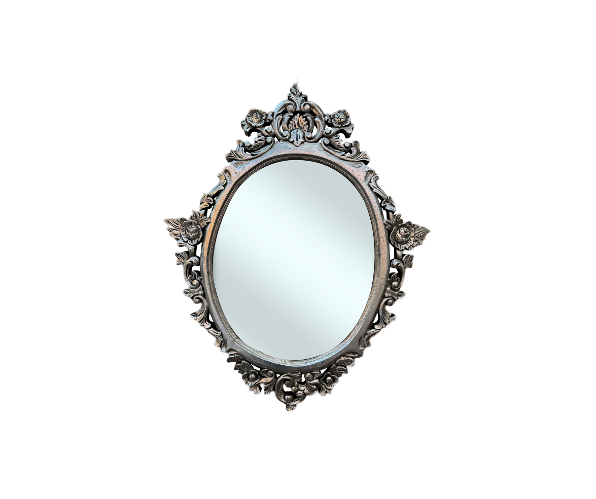 Mirror Oval Anggur Silver Antique 100x80 | Silver