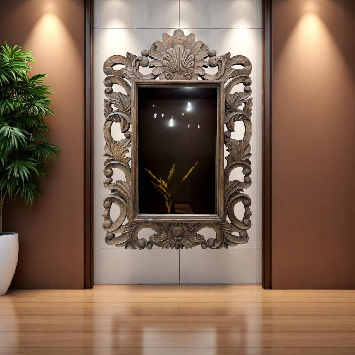 Paloma Mirror 150x100 | Brown Ornately Decorated Frame