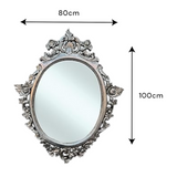 Mirror Oval Anggur Silver Antique 100x80 | Silver