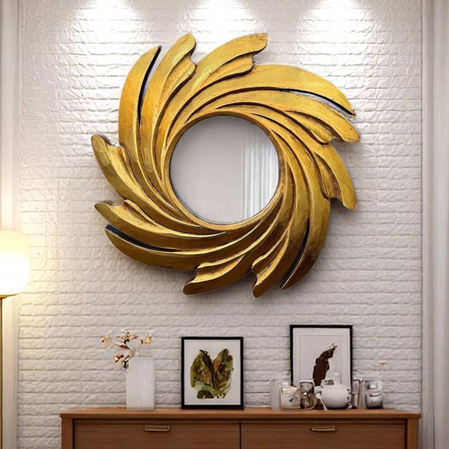 Tornado Mirror | Round Gold 60x60cm