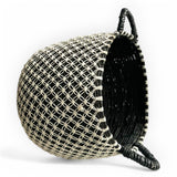 Woven Basket with Interlocking Net Pattern | Black, White 47cm