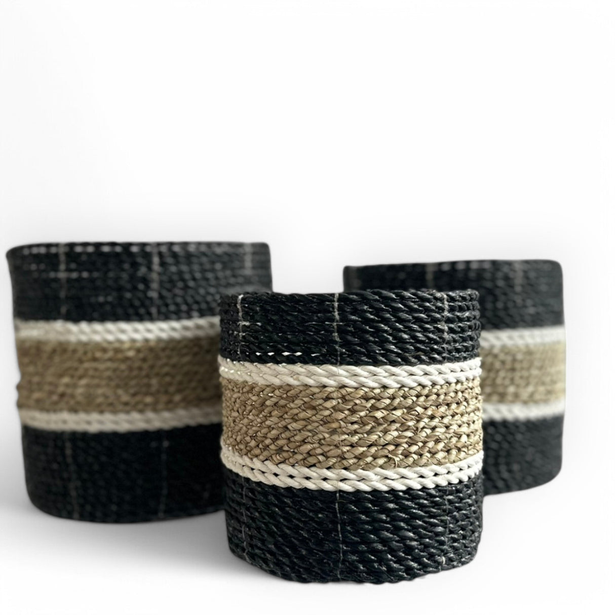 Tube Mini Basket Medium | Black, White, Tan