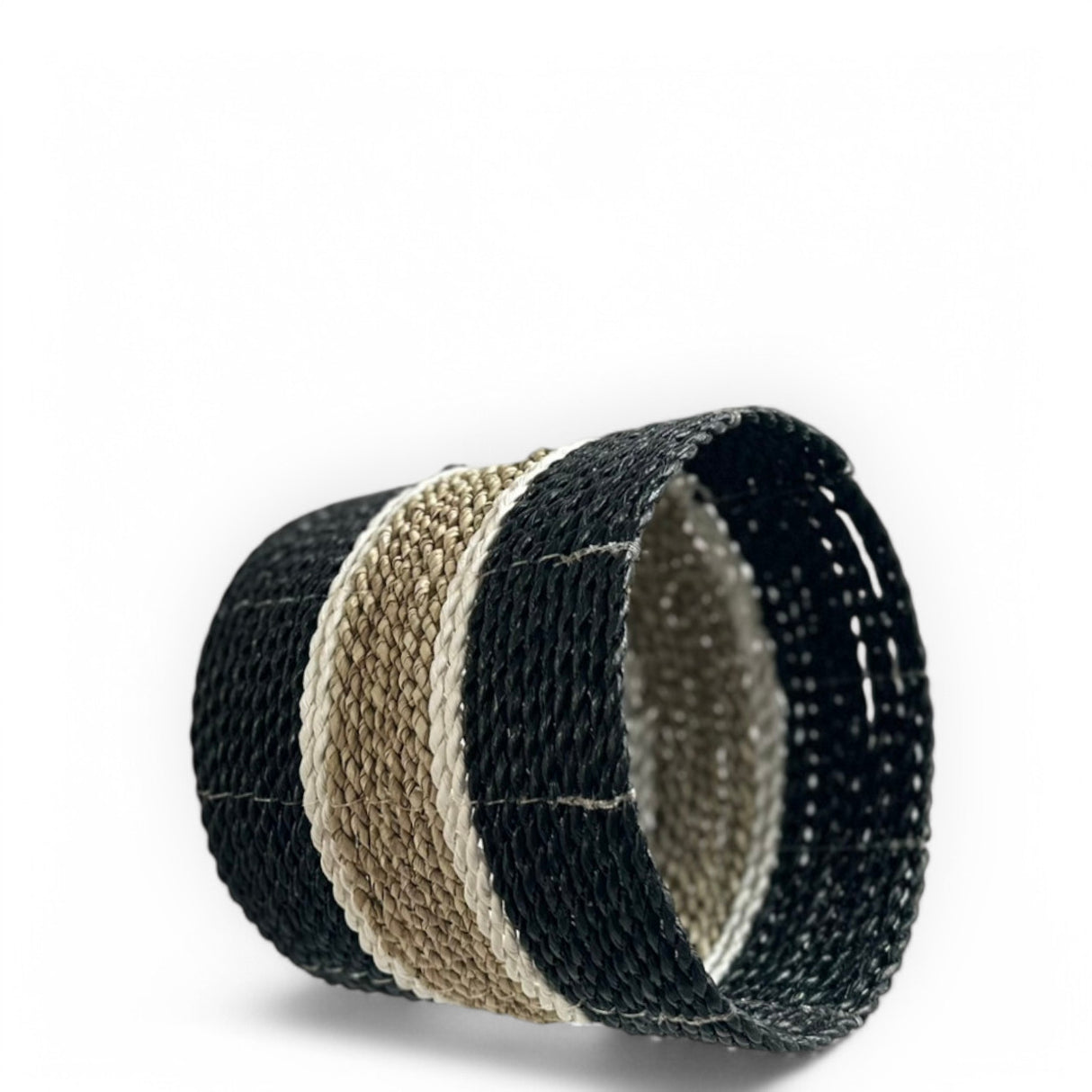 Tube Mini Basket Medium | Black, White, Tan