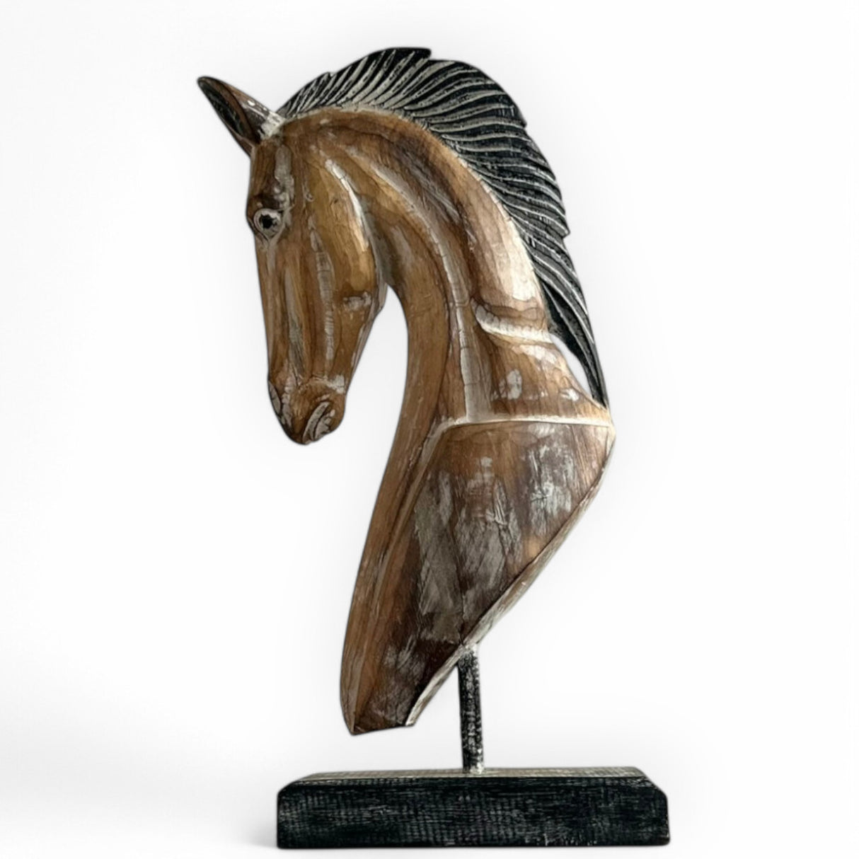 Horse Head Statues | Set of 3, Washed
