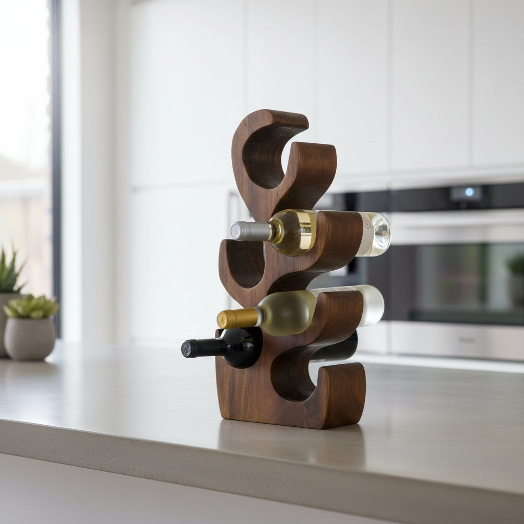 WOODEN SUAR BOTTLE RACK - SMALL