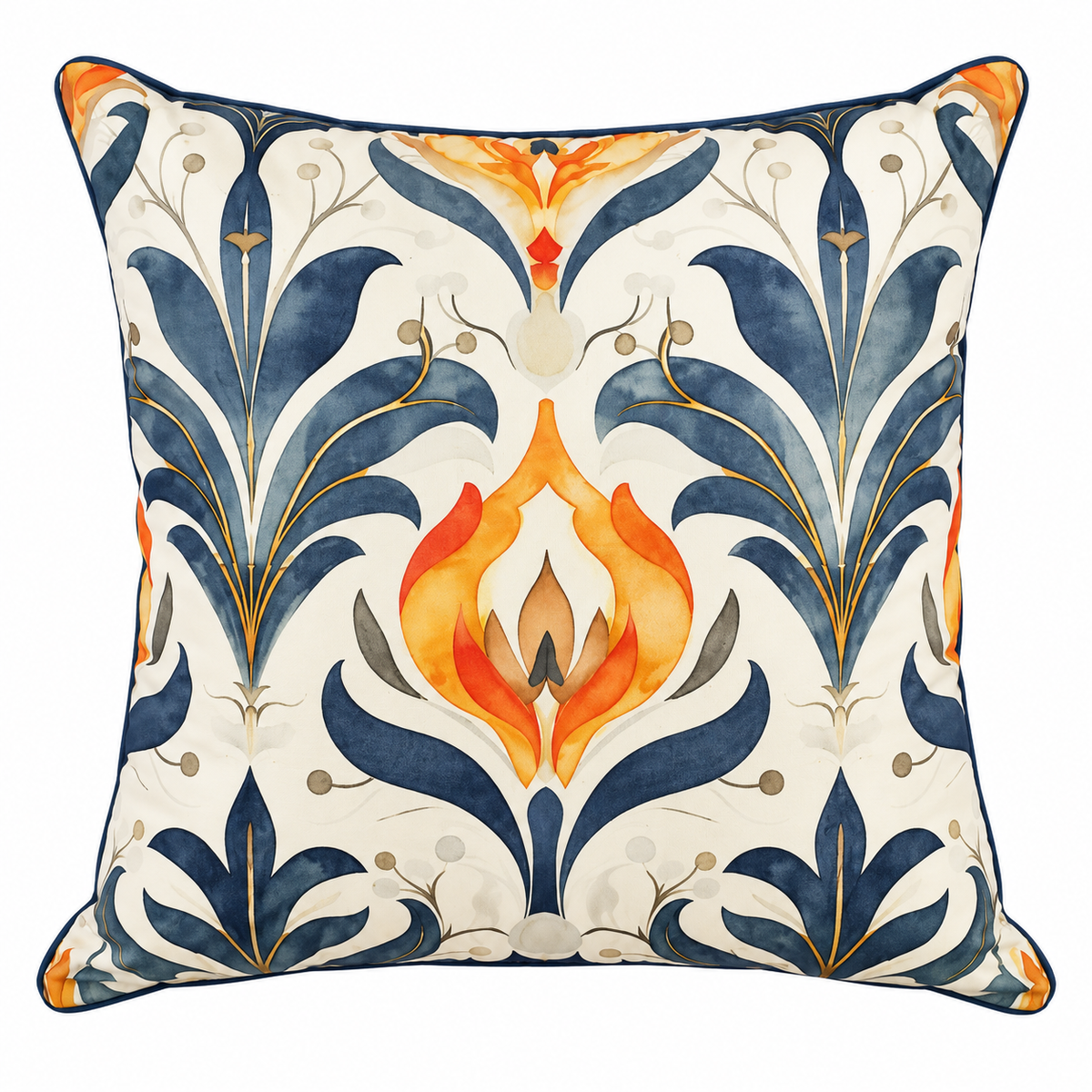 Botanical Blue lamp; Gold Luxury Scatter Cushion