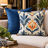 Botanical Blue lamp; Gold Luxury Scatter Cushion