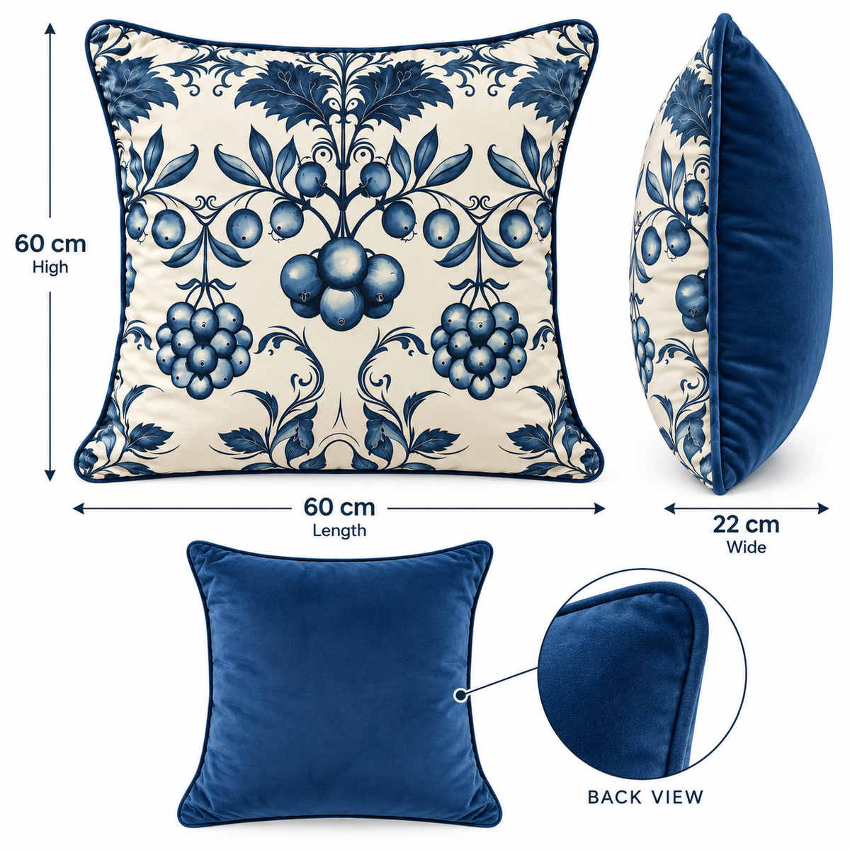 Classic Blue Botanical Scatter Cushion