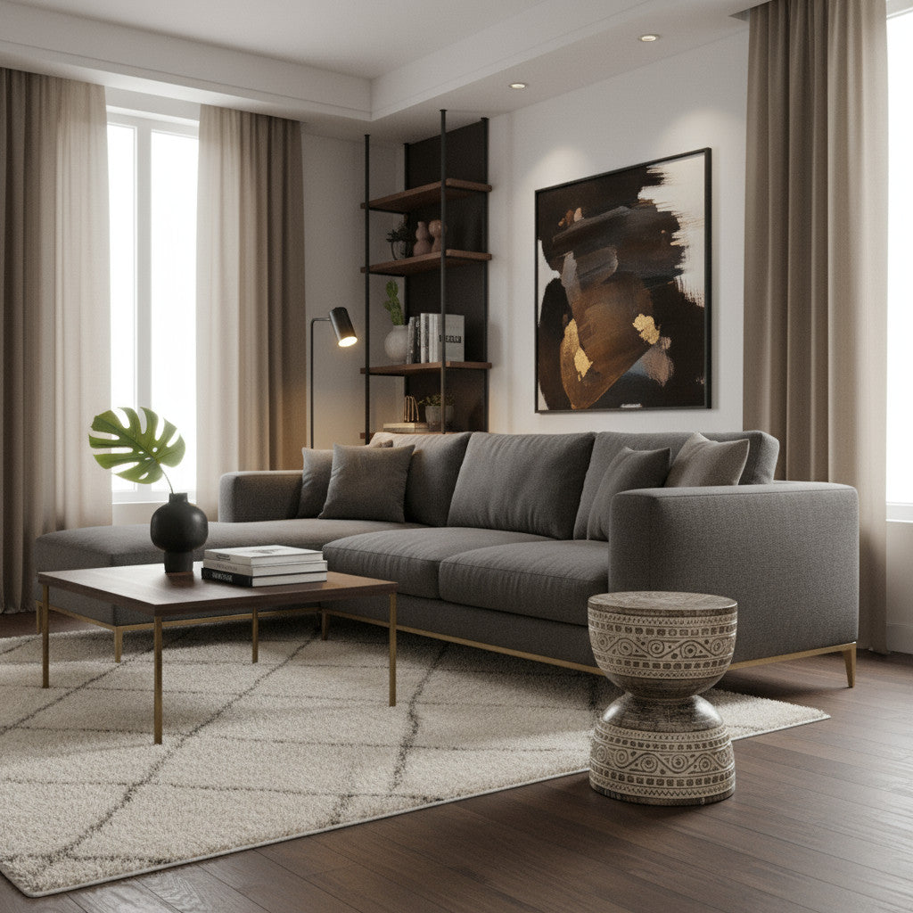 Carved Hourglass Stool | White, Natural