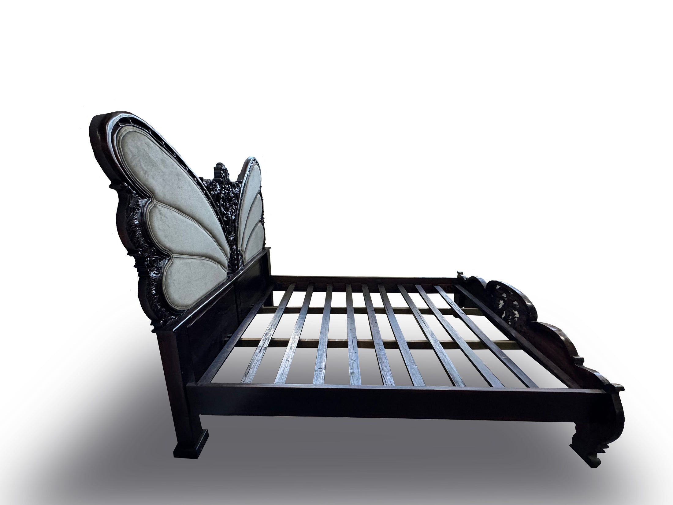 Butterfly Wooden Full Bed | Chinchilla Ebony