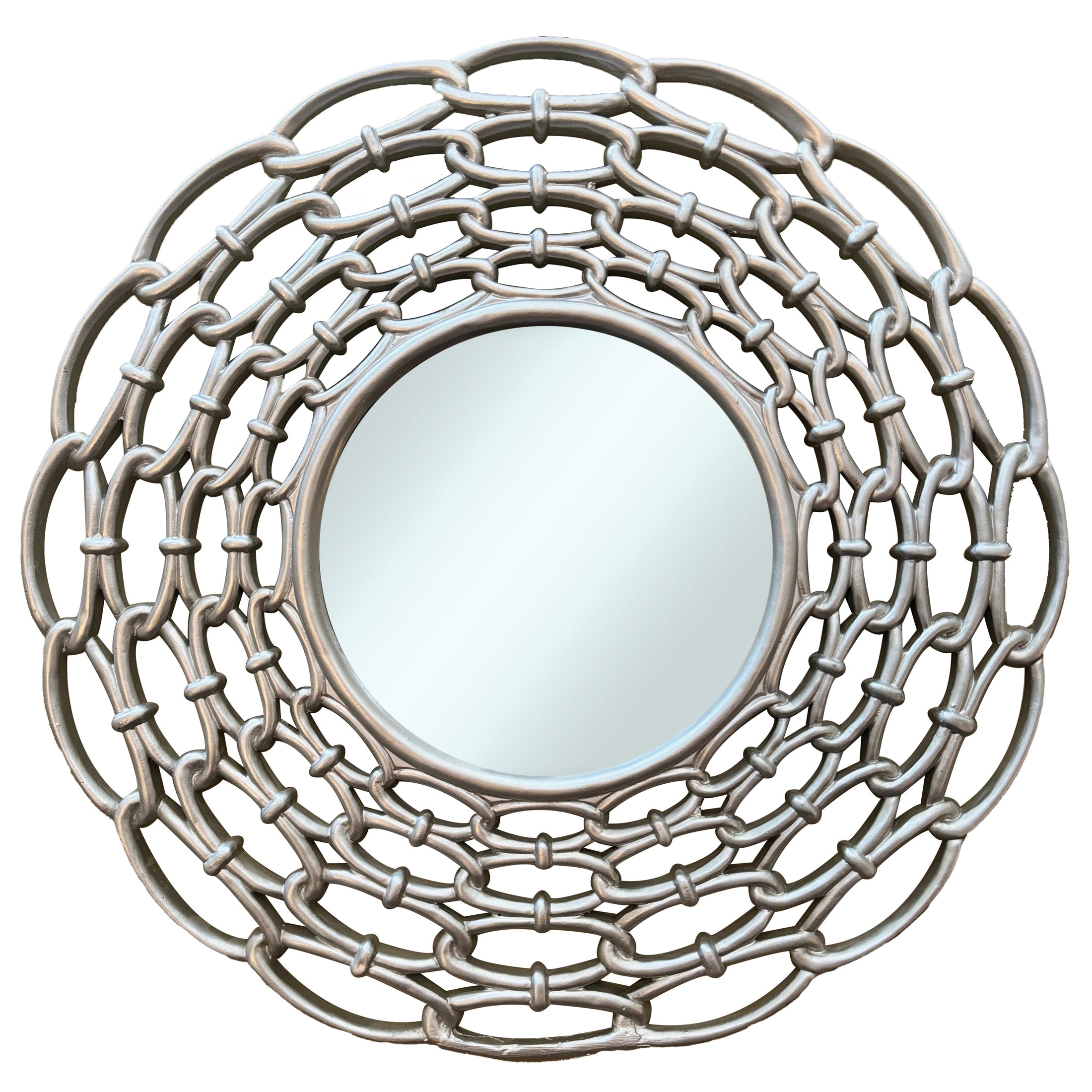 LS23 Mirror with Ornately Decorated Frame | Round Silver 63x63cm