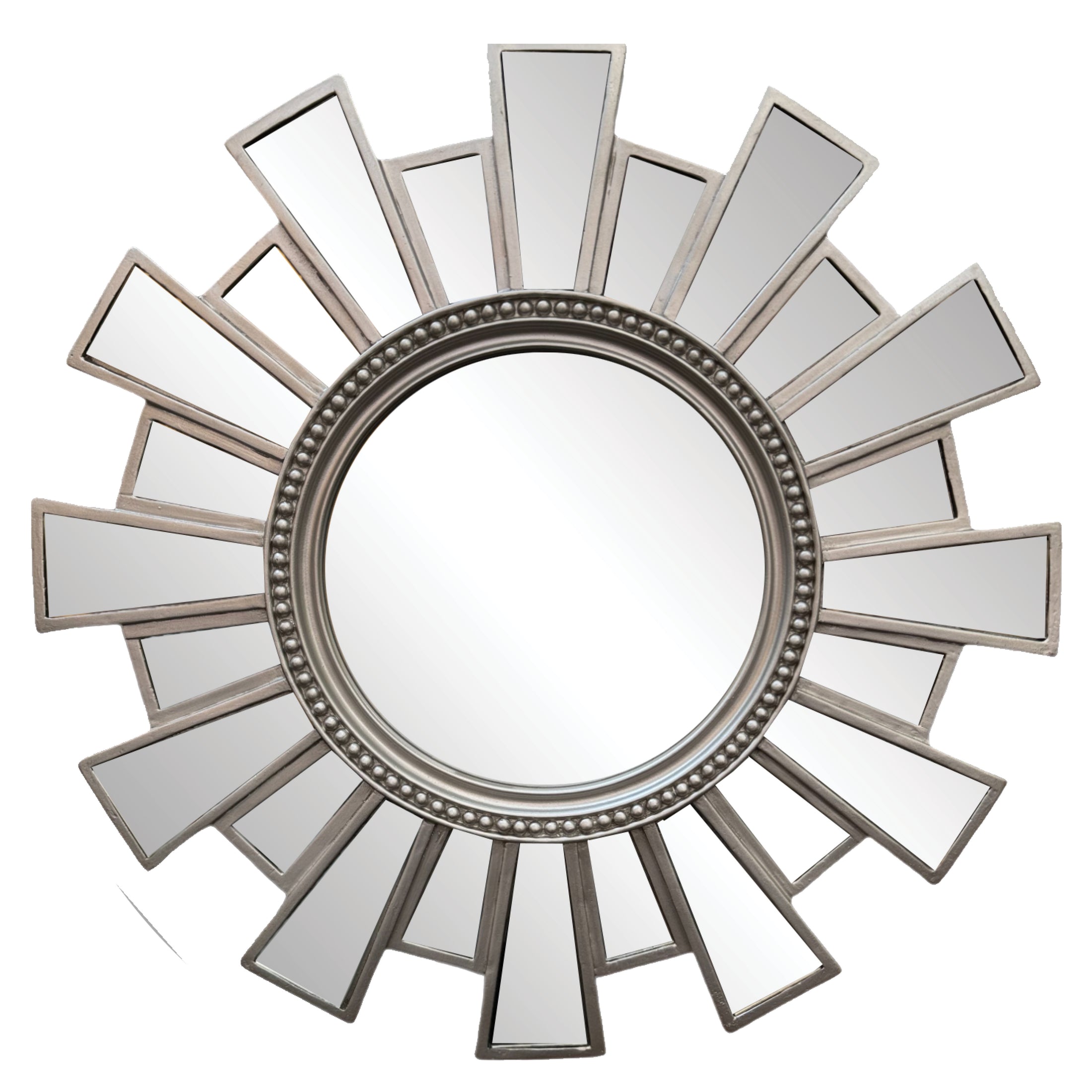 LS22 Round Silver Mirror with Ornately Decorated Frame | 66X66cm