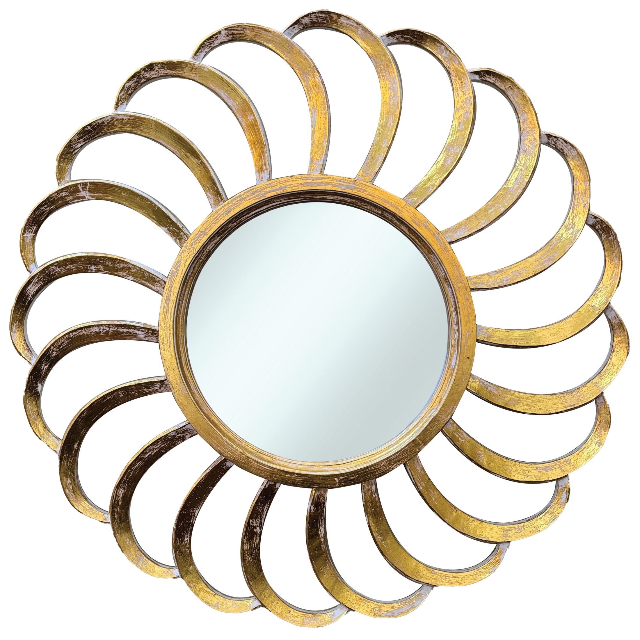 Round Mexico Wind Mirror Gold