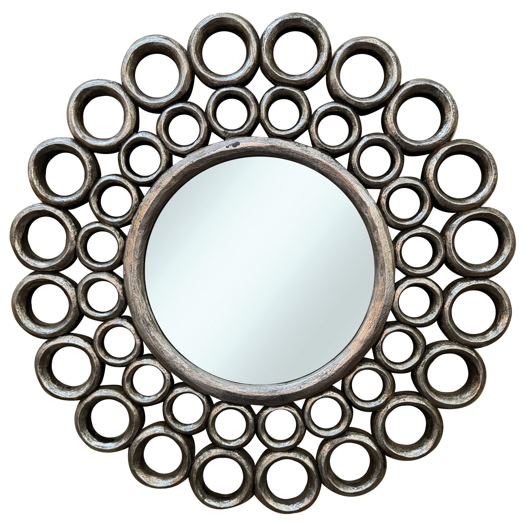 R Ring Mirror | Silver Antique 60x60cm