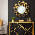 Load image into Gallery viewer, Fita Sojar Round Mirror | Gold Wash Ornately Decorated Frame
