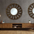 Load image into Gallery viewer, Horizon Round Mirror | Brown Kuno Bali with Ornately Decorated Frame 120x120cm
