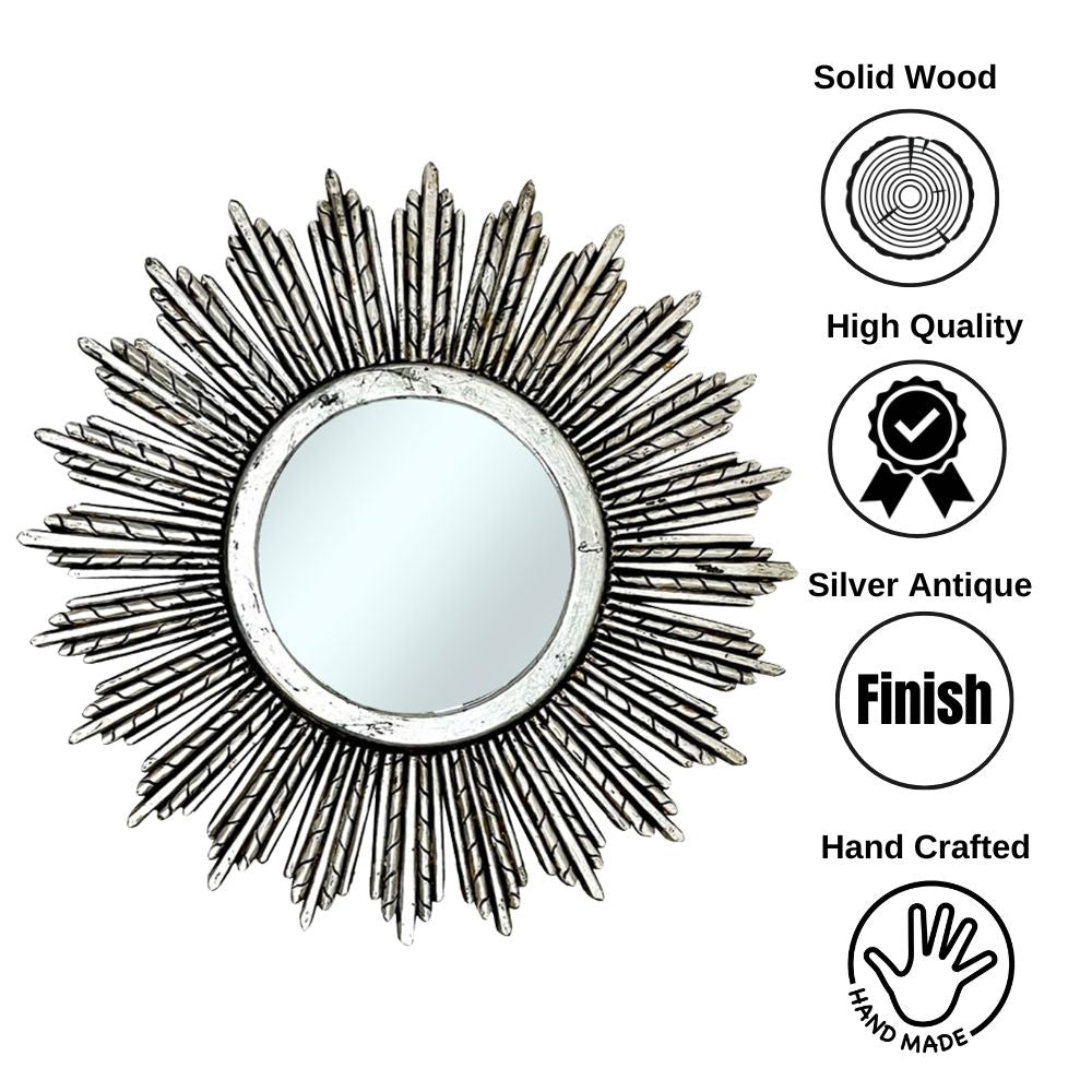 Trento Round Mirror | Silver Antique