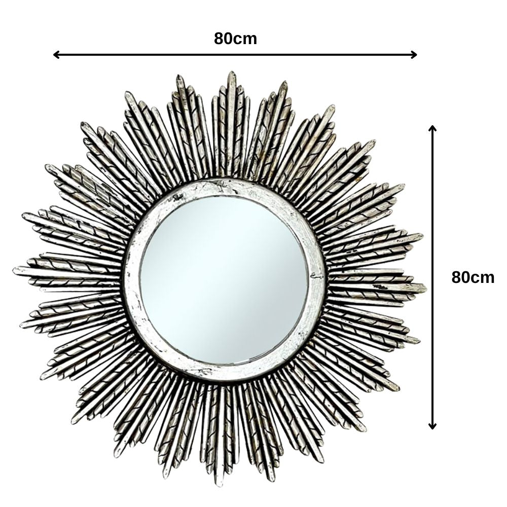 Trento Round Mirror | Silver Antique