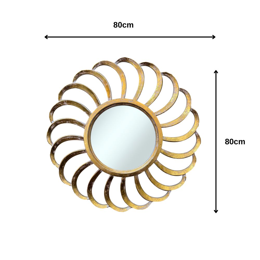 Round Mexico Wind Mirror Gold