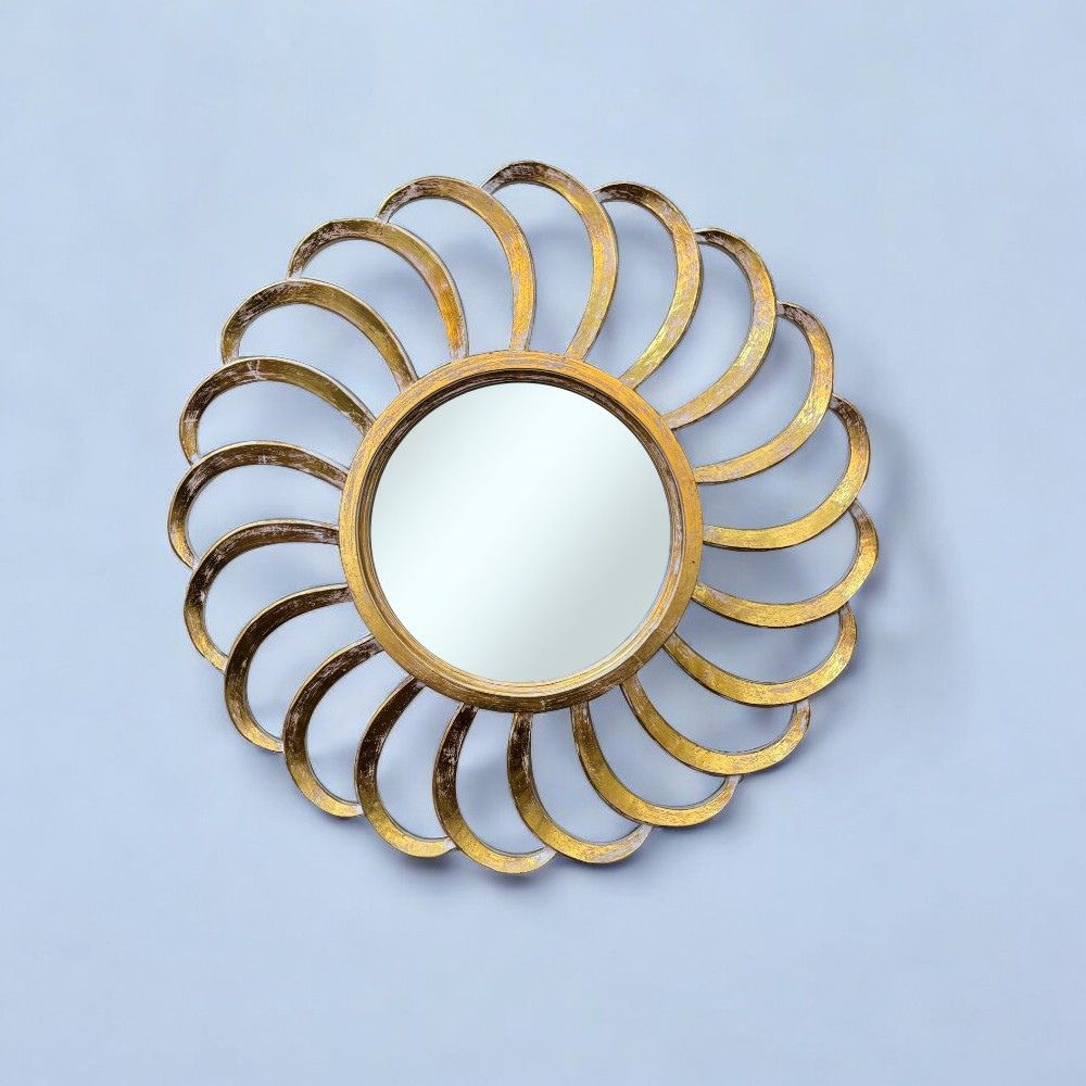 Round Mexico Wind Mirror Gold