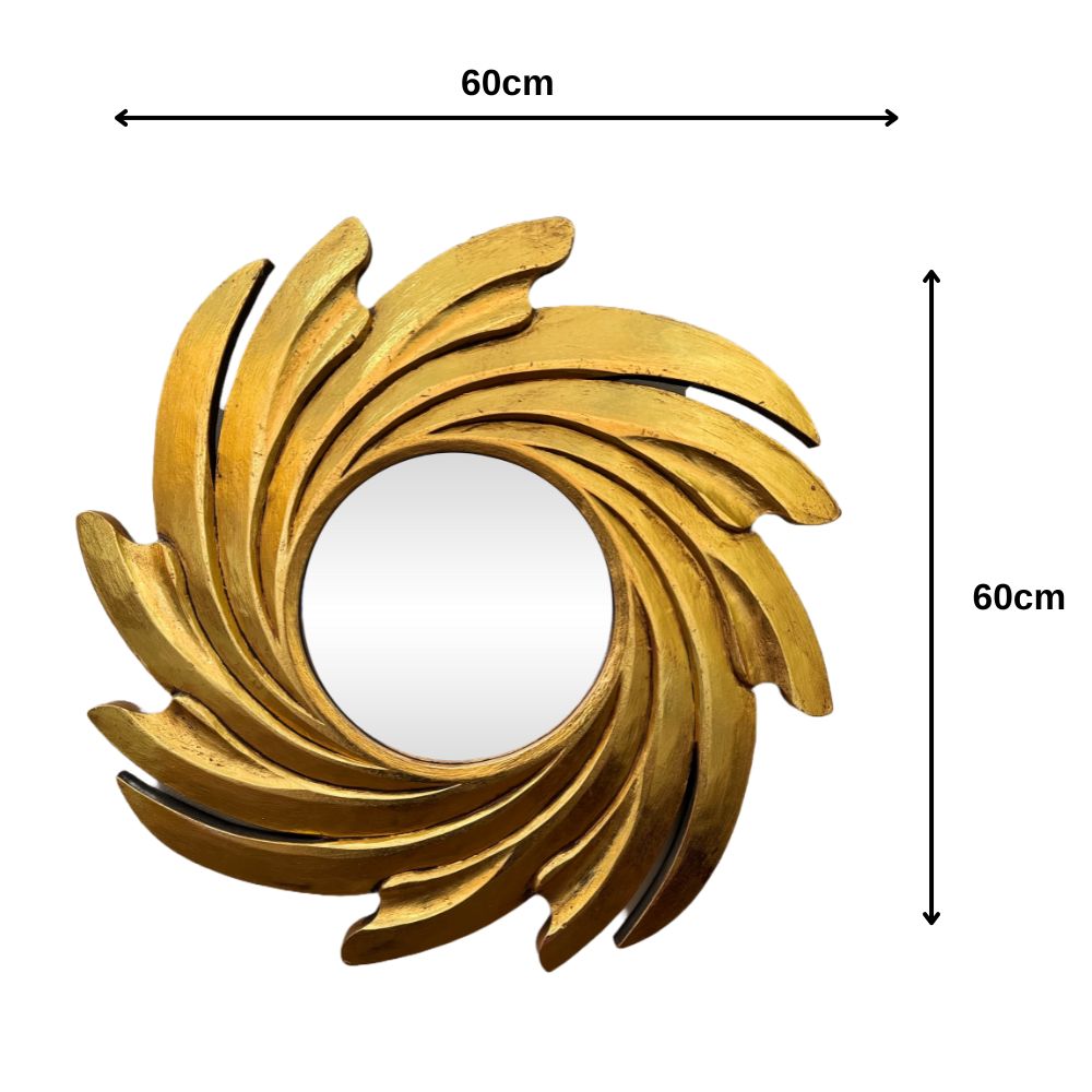 Tornado Mirror | Round Gold 60x60cm