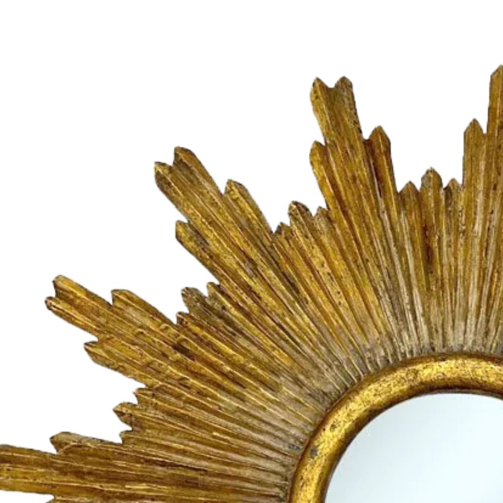 Fun Round Mirror with Ornately Decorated Frame | Gold Crack 80x80cm