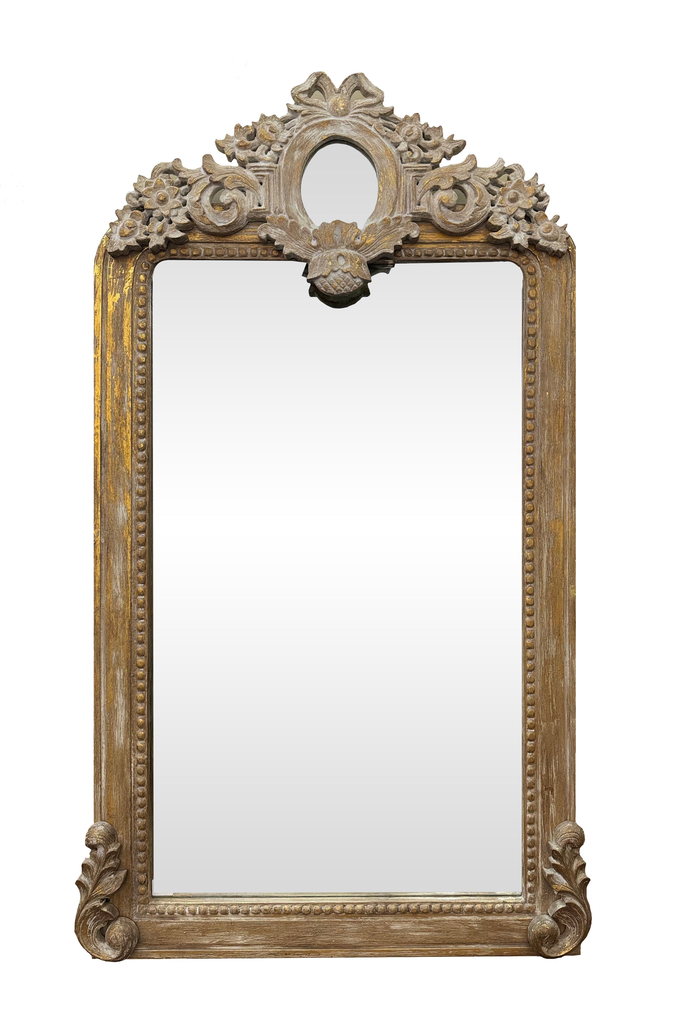 Italian Mirror 165cm | Gold and White Washed