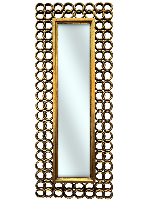 Square Ring Mirror 160x60 | Gold Finish with Decorated Frame