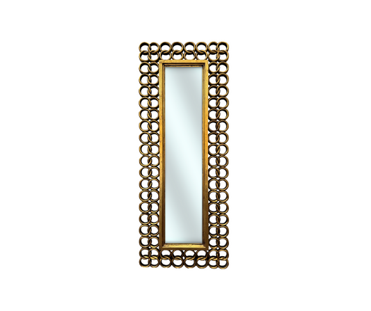 Square Ring Mirror 160x60 | Gold Finish with Decorated Frame