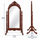 Victorian Ornate Freestanding Cheval Mirror – Dark Mahogany