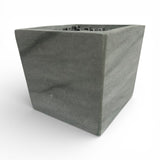 Contemporary grey marble potpourri bowl featuring a square natural stone design with a smooth matte finish and a decorative silver metal lattice lid. A refined decorative accessory ideal for coffee tables, consoles, shelves, bathrooms, or modern luxury interiors.